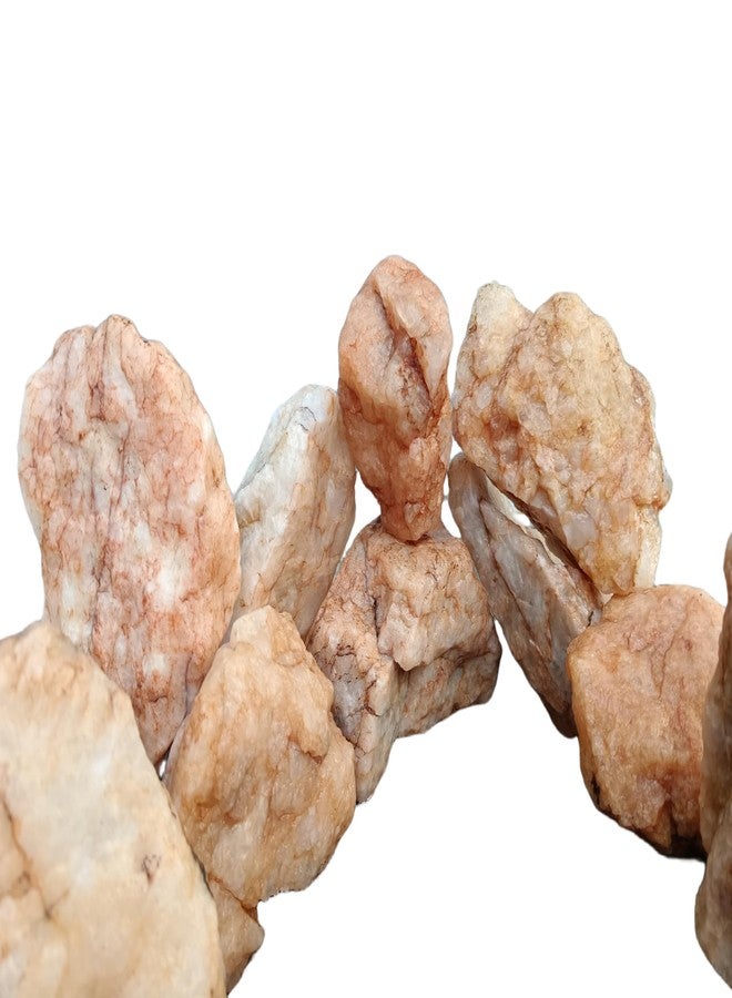 RUKDA Peachlite Stones for Aquarium & Garden Decor - Natural Pink-Orange Quartzite Rocks for Aquascaping, Landscaping, Terrariums, Fish Tanks & Water Features - Unique Decorative Rock - 3 Kg - Image 3